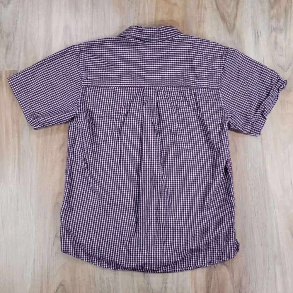 🧡Exceed Maroon Plaid Buttoned Short Sleeve Shirt Small